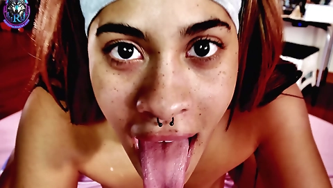 Sexy younger with big tits gets creampie