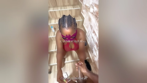 Mature couple fucks in the bathroom